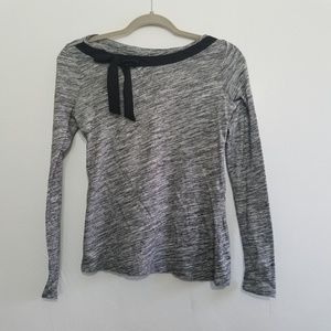 LOFT long sleeve tee with chiffon bow detail